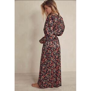 Free People Floral Black and Red Robe